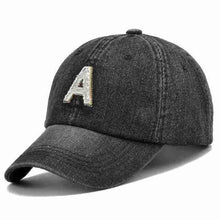 Denim Baseball Cap | "A" design Black-Caps-SHED71-SHED71