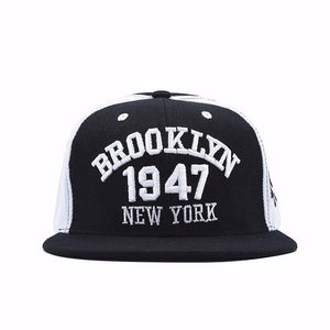 Fashion 1947 Brooklyn Hip Hop Cap | Black & White-Caps-SHED71-SHED71