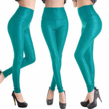 Fashion Faux Leather High Waist Leggings | Army Green-Leggings-SHED71-NO14 Lake Blue-L-SHED71