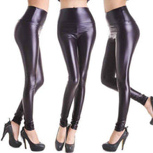 Fashion Faux Leather High Waist Leggings | Black Purple-Leggings-SHED71-NO5 Black Purple-L-SHED71