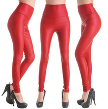 Fashion Faux Leather High Waist Leggings | Bright Black-Leggings-SHED71-NO12 Red-L-SHED71