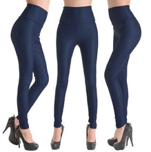 Fashion Faux Leather High Waist Leggings | Bright Black-Leggings-SHED71-NO15 Navy Blue-L-SHED71