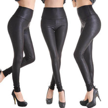 Fashion Faux Leather High Waist Leggings | Bright Black-Leggings-SHED71-NO4 Black Serpentine-L-SHED71