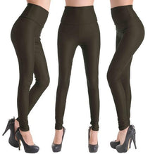 Fashion Faux Leather High Waist Leggings | Bright Black-Leggings-SHED71-NO9 Army Green-L-SHED71