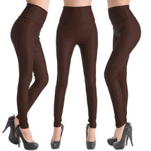 Fashion Faux Leather High Waist Leggings | Coffee-Leggings-SHED71-NO10 Coffee-L-SHED71