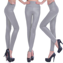 Fashion Faux Leather High Waist Leggings | Gray-Leggings-SHED71-NO19 Gray-L-SHED71