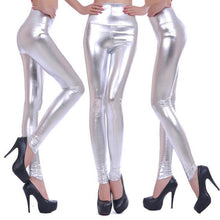 Fashion Faux Leather High Waist Leggings | Gray-Leggings-SHED71-NO20 Silver-L-SHED71