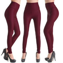 Fashion Faux Leather High Waist Leggings | Large Leopard-Leggings-SHED71-NO11 Wine Red-L-SHED71
