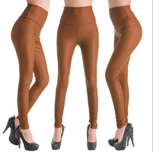 Fashion Faux Leather High Waist Leggings | Light Coffee-Leggings-SHED71-NO8 Light Coffee-L-SHED71