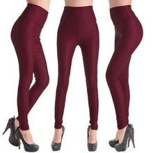 Fashion Faux Leather High Waist Leggings | Wine Red-Leggings-SHED71-NO11 Wine Red-L-SHED71