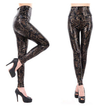 Fashion Skin Faux Leather Leggings | Side Serpentine-Leggings-SHED71-SHED71