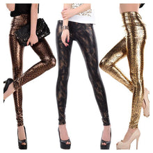 Fashion Skin Faux Leather Leggings | Small Copper Leopard-Leggings-SHED71-SHED71