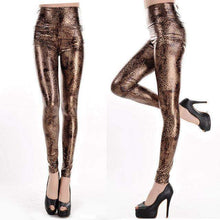 Fashion Skin Faux Leather Leggings | Small Copper Leopard-Leggings-SHED71-SHED71