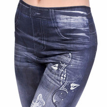 Fashion Slim Jeans Leggings | Butterflies Black Washed-Leggings-SHED71-SHED71