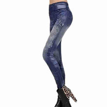 Fashion Slim Jeans Leggings | Butterflies Blue Washed-Leggings-SHED71-SHED71