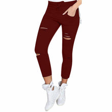 Hole Leggings with Pockets | Dark Blue-Leggings-SHED71-Red-S-SHED71