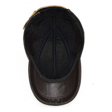 Winter Genuine Leather Baseball Cap with Ear Flaps | Dark Brown-Caps-SHED71-SHED71