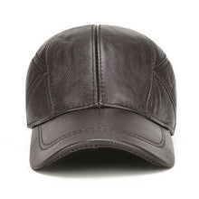 Winter Genuine Leather Baseball Caps with Ear Flaps | Light Brown-Caps-SHED71-SHED71